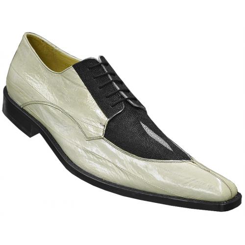 Belvedere "Milan" Bone / Black Genuine Stingray  / Eel Shoes 2N4